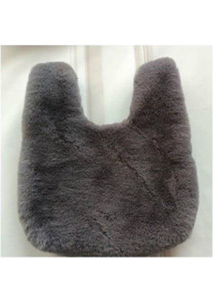 Koyu Gri Sevimli Yumuşak Peluş Kadın Çanta Taklit Kürk Bayanlar Kış Debriyaj Çanta Çanta Lüks Tasarım Kadın Küçük Bez Yelek Çanta Bolso Mujer (Yurt Dışından) fiyatları