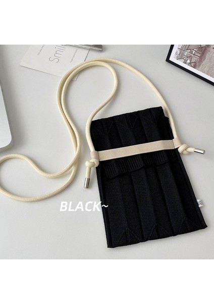 Siyah Moda Örgü Küçük Crossbody Çanta Kadın Organ Pileli Mini Omuz Askılı Çanta Bayanlar Katlanabilir Uzun Sapanlar Telefon Çanta (Yurt Dışından) fiyatları