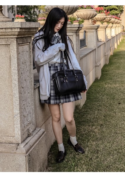 Siyah-Hiçbir Kayış Japon Öğrenci Çantaları Çanta Lise Öğrencileri Jk Üniforma Çanta Unisex Omuz Çantaları Postacı Çantaları Kadınlar Için Pu Deri (Yurt Dışından) indirimleri