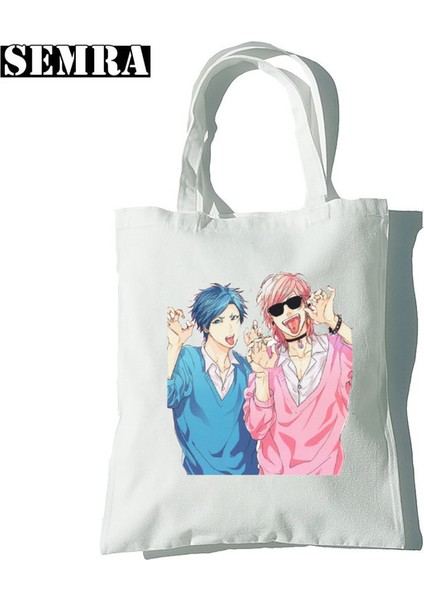 B2069-24 Yarichin Kulübü Tuval Vintage Rahat Hip Hop Harajuku Kadın Japon Animesi Çantası Büyük Kapasiteli Alışveriş Çantası Karikatür Omuz Çantaları (Yurt Dışından)