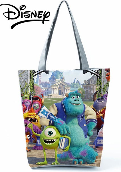 HL1637 Canavarlar Disney Canavarlar Üniversite Çantaları Yaratıcılık Karikatür Eko Yeniden Kullanılabilir Alışveriş Çantası Yüksek Kapasiteli Kadın Seyahat Plaj Çantası Sevimli Tote (Yurt Dışından)