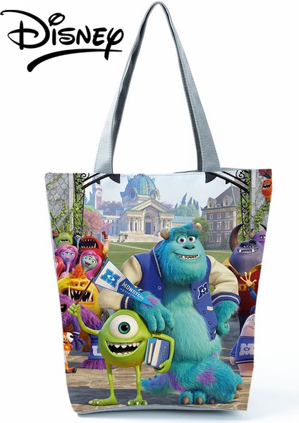 HL1637 Canavarlar Disney Canavarlar Üniversite Çantaları Yaratıcılık Karikatür Eko Yeniden Kullanılabilir Alışveriş Çantası Yüksek Kapasiteli Kadın Seyahat Plaj Çantası Sevimli Tote (Yurt Dışından)