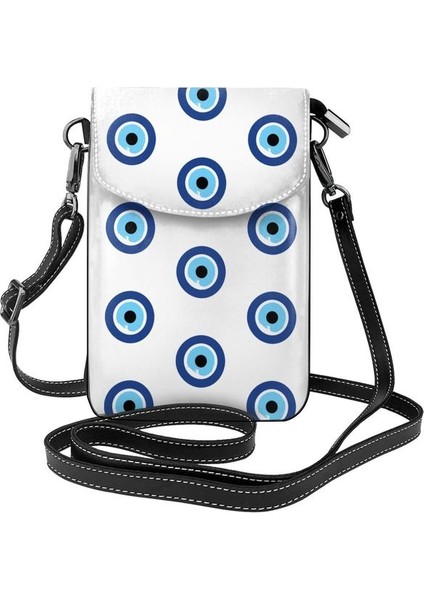 12 Yunan Türk Nazar Kadın Cep Telefonu Çanta Deri Crossbody Çanta Mini Omuzdan Askili Çanta Kartlıklı Cüzdan (Yurt Dışından)