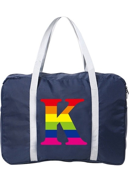 5rainbow K Taşınabilir Seyahat Çantası Kadın Bagaj Iş Gezisi Katlanabilir Organizatör Gökkuşağı Mektup Adı Desen Büyük Kapasiteli Tatil Seyahat (Yurt Dışından)
