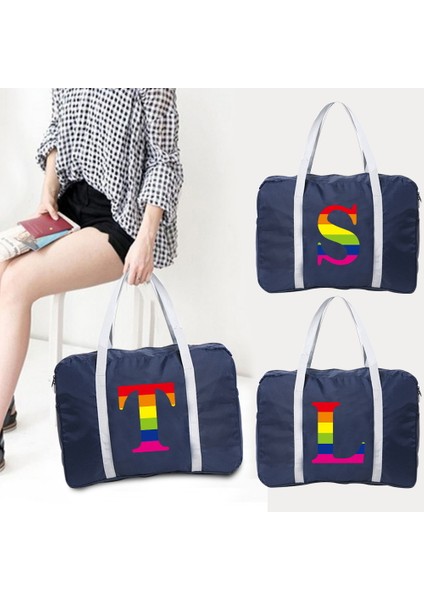 5rainbow K Taşınabilir Seyahat Çantası Kadın Bagaj Iş Gezisi Katlanabilir Organizatör Gökkuşağı Mektup Adı Desen Büyük Kapasiteli Tatil Seyahat (Yurt Dışından) indirimleri