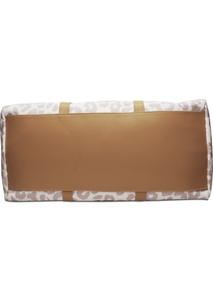 Kolları ile Siyah Weekender Leopar Duffle Çantalar Rahat Seyahat Plaj Tote Büyük Kapasiteli Pu Bagaj Tote Weekender Gecelik Kadın Çantası (Yurt Dışından)