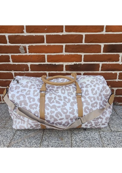 Kolları ile Siyah Weekender Leopar Duffle Çantalar Rahat Seyahat Plaj Tote Büyük Kapasiteli Pu Bagaj Tote Weekender Gecelik Kadın Çantası (Yurt Dışından)