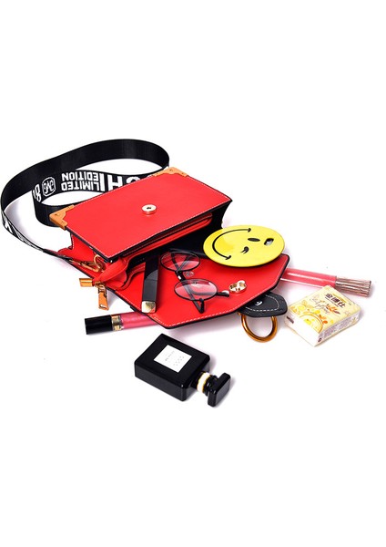 Kırmızı Moda Kadınlar Metal Aslan Çanta Crossbody Çanta Metal Aslan Kafası Marka Perçin Omuz Çantası Messenger Çanta (Yurt Dışından) indirimleri
