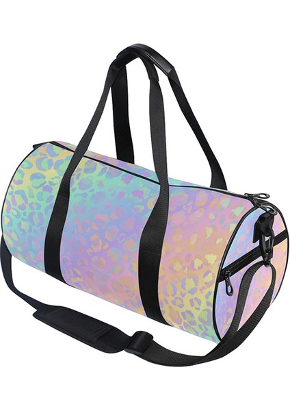01 Bayan Spor Çantası Spor Fitness Çanta Gökkuşağı Leopar Antrenman Ayakkabısı Çantası Seyahat Islak ve Kuru Yoga Minderi Sac De Sport Mochila Sporttas (Yurt Dışından)