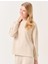 Bej Bisiklet Yaka Uzun Kollu Oversize Sweatshirt 1