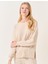 Bej Bisiklet Yaka Uzun Kollu Oversize Sweatshirt 4
