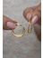 Kadın 925 Ayar Gümüş Gold 15 mm Zirkon Taşlı Halka Yeşil Renk Küpe 2