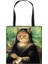 Cat-13 Komik Kedi Cosplay Mona Lisa Baskı Kadın Yağlıboya Kedi Tote Yüksek Kapasiteli Tuval Kadın Alışveriş Çantası (Yurt Dışından) 4