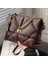 Kahve L Popüler Doku Kadın Sonbahar ve Kış Elmas Crossbody Yumuşak Deri Sonbahar ve Kış Zincir Büyük Çantası (Yurt Dışından) 2