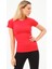P-007899-KADIN Seamless (Dikişsiz) Yumuşak Dokulu Spor Kısa Kol T-Shirt-Kırmızı 3