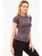 P-007899-KADIN Seamless (Dikişsiz) Yumuşak Dokulu Spor Kısa Kol T-Shirt-Füme 1