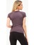 P-007899-KADIN Seamless (Dikişsiz) Yumuşak Dokulu Spor Kısa Kol T-Shirt-Füme 5