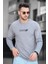 Further Enjeksiyon Baskılı Reglan Kol Slim Fit Likralı Sıfır Yaka Erkek Sweatshirt 3