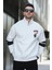 Babar Üç Iplik Şardonlu Nakışlı Fermuarlı Dik Yaka Oversize Erkek Sweatshirt 3