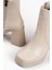 Kadın Bej Yüksek Topuklu Fermuarlı Bot 1
