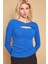 Yakası Dönmeli Uzun Kol Hafif Likralı Triko Bluz-Saks 4