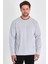 Erkek Gri Çift Bisiklet Yaka Standart Rahat Kesim Sweatshirt 4