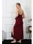 Kadın Ip Askılı Bordo Uzun Gecelik 901 3