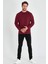 Erkek Bordo Çift Bisiklet Yaka Standart Rahat Kesim Sweatshirt 4