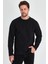 Erkek Siyah Çift Bisiklet Yaka Standart Rahat Kesim Sweatshirt 3