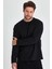 Metalic Erkek Siyah Çift Bisiklet Yaka Standart Rahat Kesim Sweatshirt 1
