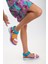 Kadın Kısa Topuk Rahat Taban Cırtlı Günlük Spor Sandalet SS001-0158 Pembe Mavi 1