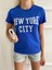 Kadın Basic Tişört New York City Baskılı Mavi 2