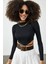 Siyah Biye Detaylı Crop Kaşkorse Bluz 2KXK2-45853-02 5
