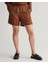 Kadın Kahverengi Relaxed Fit Keten Şort 4020061.229 4