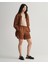 Kadın Kahverengi Relaxed Fit Keten Şort 4020061.229 5