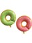 Green Pink Yeşil ve Pembe Renk Donut Şeklinde Folyo Balon 86 x 86 cm 2 Adet Hawa 1