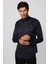 Slim Fit Likralı Düz Stretch Siyah Erkek Gömlek 3