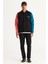 Erkek Siyah-ekru Loose Fit Kolej Yaka Pamuklu Içi Polarlı 3 Iplik Desenli Sweatshirt Ceket 1