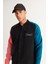 Erkek Siyah-ekru Loose Fit Kolej Yaka Pamuklu Içi Polarlı 3 Iplik Desenli Sweatshirt Ceket 2