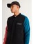Erkek Siyah-ekru Loose Fit Kolej Yaka Pamuklu Içi Polarlı 3 Iplik Desenli Sweatshirt Ceket 3