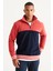 Erkek Lacivert-mercan Standart Fit Normal Kesim Dik Bato Yaka Desenli Polar Sweatshirt 3