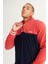 Erkek Lacivert-mercan Standart Fit Normal Kesim Dik Bato Yaka Desenli Polar Sweatshirt 4