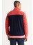 Erkek Lacivert-mercan Standart Fit Normal Kesim Dik Bato Yaka Desenli Polar Sweatshirt 5