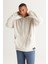 Erkek Bej Oversize Bol Kesim Kapüşonlu Sherpa Sweatshirt Polar 1