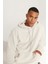 Erkek Bej Oversize Bol Kesim Kapüşonlu Sherpa Sweatshirt Polar 2