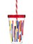 Pastel Çizgi Desen Pipetli Bardak 660 cc 1