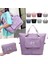 Purple2 Katlanabilir Büyük Kapasiteli Depolama Katlanır Çanta Seyahat Çantaları Tote Bagaj Çanta Üzerinde Taşımak Su Geçirmez Duffel Kadın Omuz Çantaları (Yurt Dışından) 4