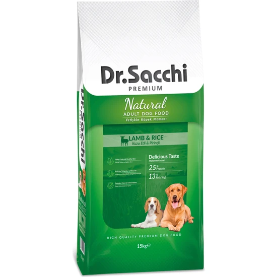 Dr. Sacchi Premium Natural Lamb & Rice Yetişkin Köpek Maması 15 Kg