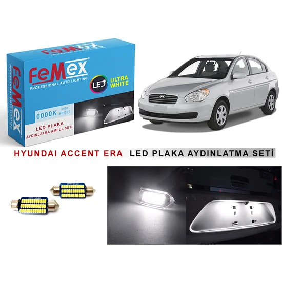 Femex Hyundai Accent Era LED Plaka Aydınlatma Ampul Seti Femex Parlak Beyaz