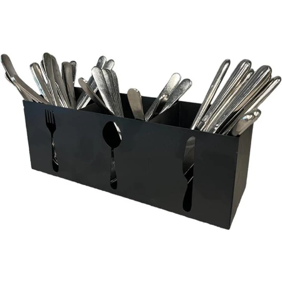 Decorelax Ev & Endüstriyel Model Çatal Kaşık Bıçaklık Standı Siyah
